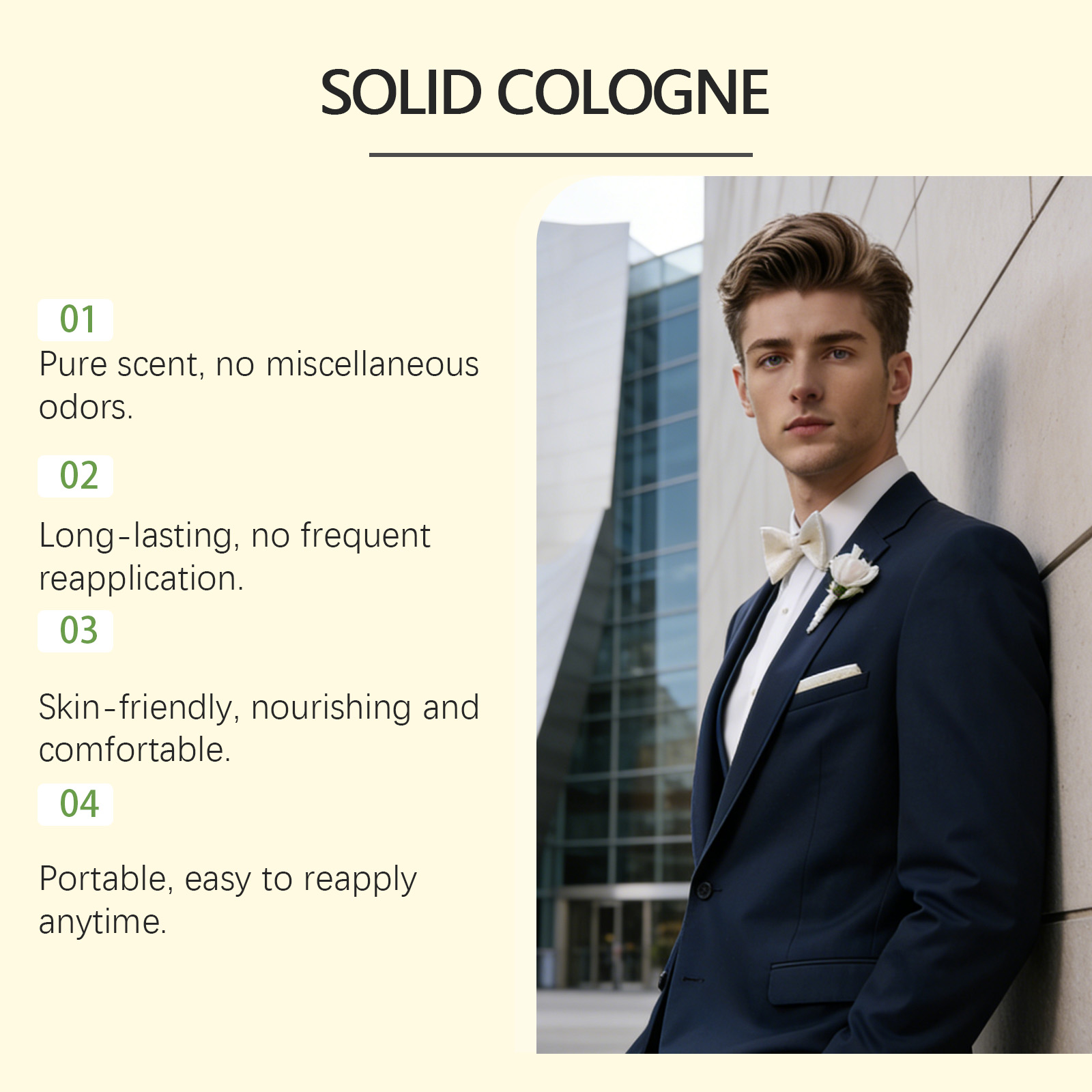 Men Solid Perfume Balm Set Fresh Mild Scent Natural Long Lasting Daily Portable Male Fragrance