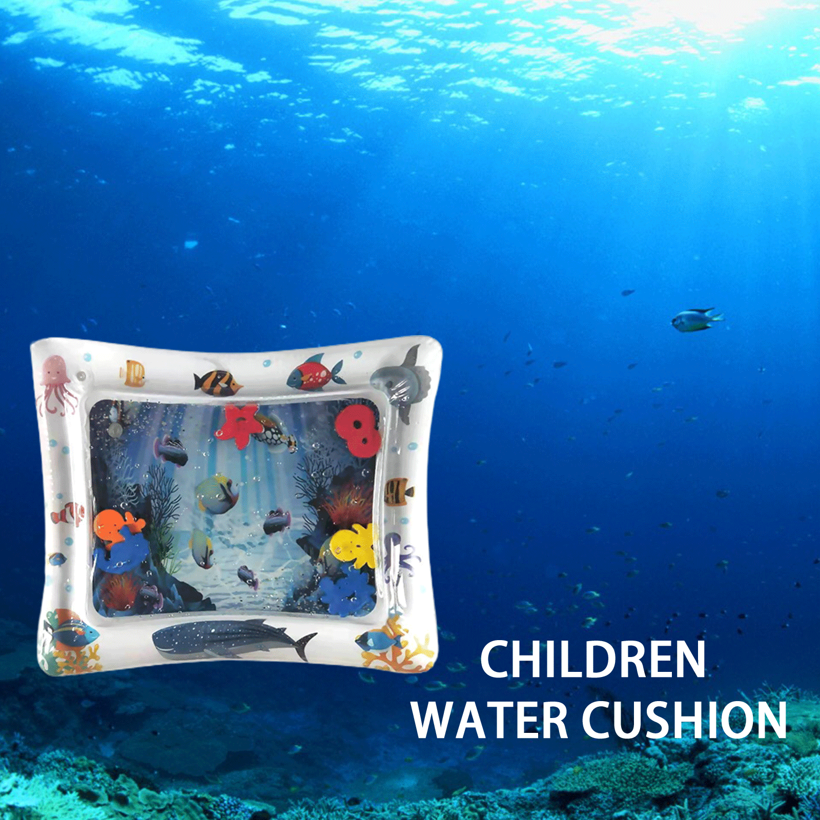 Kids Inflatable Pat Water Mat Pvc Sea Creature Printed Cool Pad For Baby Indoor Play Use