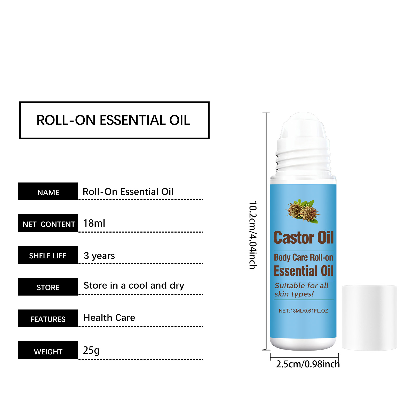 Body Roller Essential Oil Moisturizing Nourishing Light Smooth Quick Absorbent Gentle Daily Body Skin Care