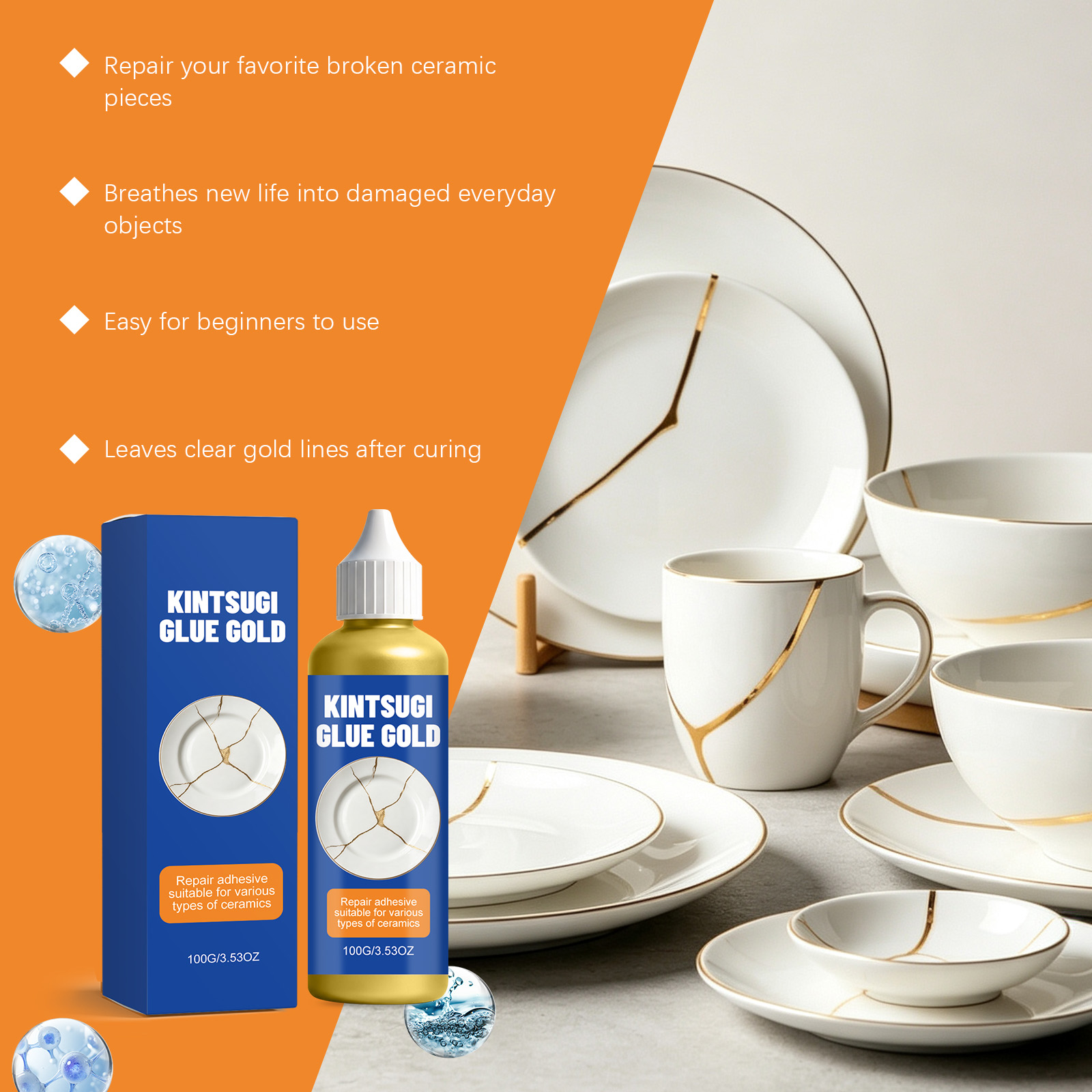 Kintsugi Glue Household Multipurpose Repair Adhesive For Porcelain Ceramic Tableware Crack Bond Fix Decoration