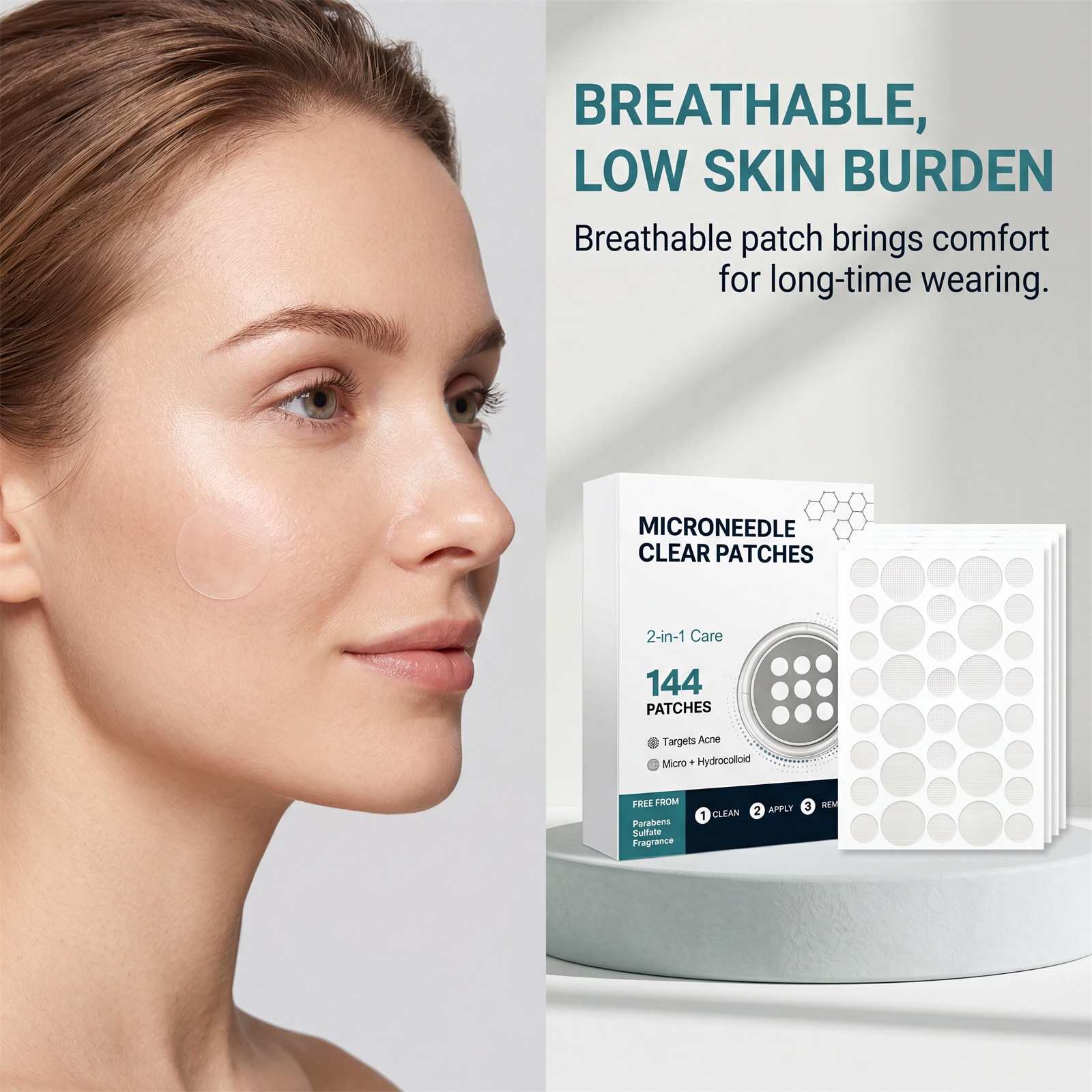 Acne Clear Patch Ultra Thin Invisible Breathable Natural Mild Cleansing Smoothing Facial Skin