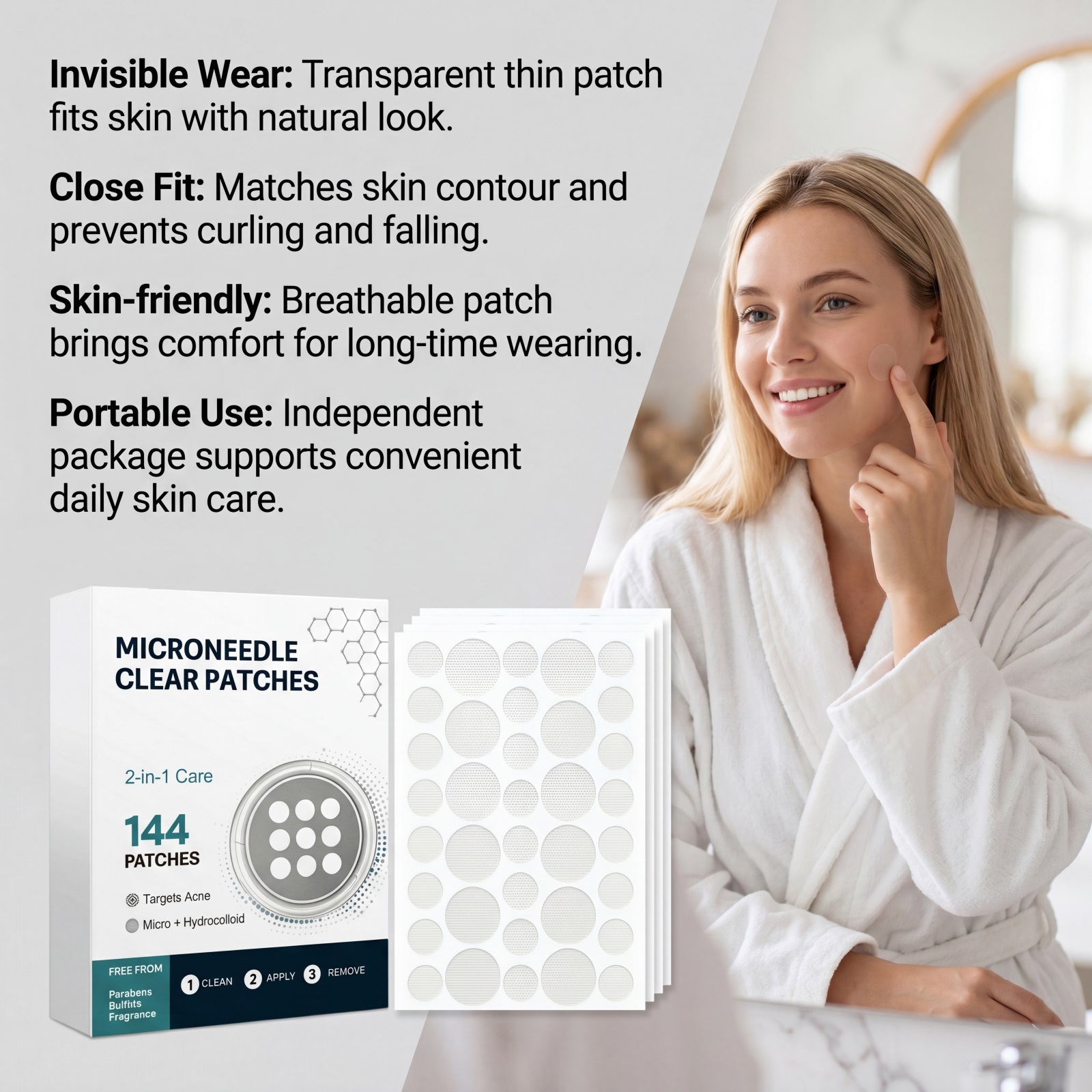 Acne Clear Patch Ultra Thin Invisible Breathable Natural Mild Cleansing Smoothing Facial Skin
