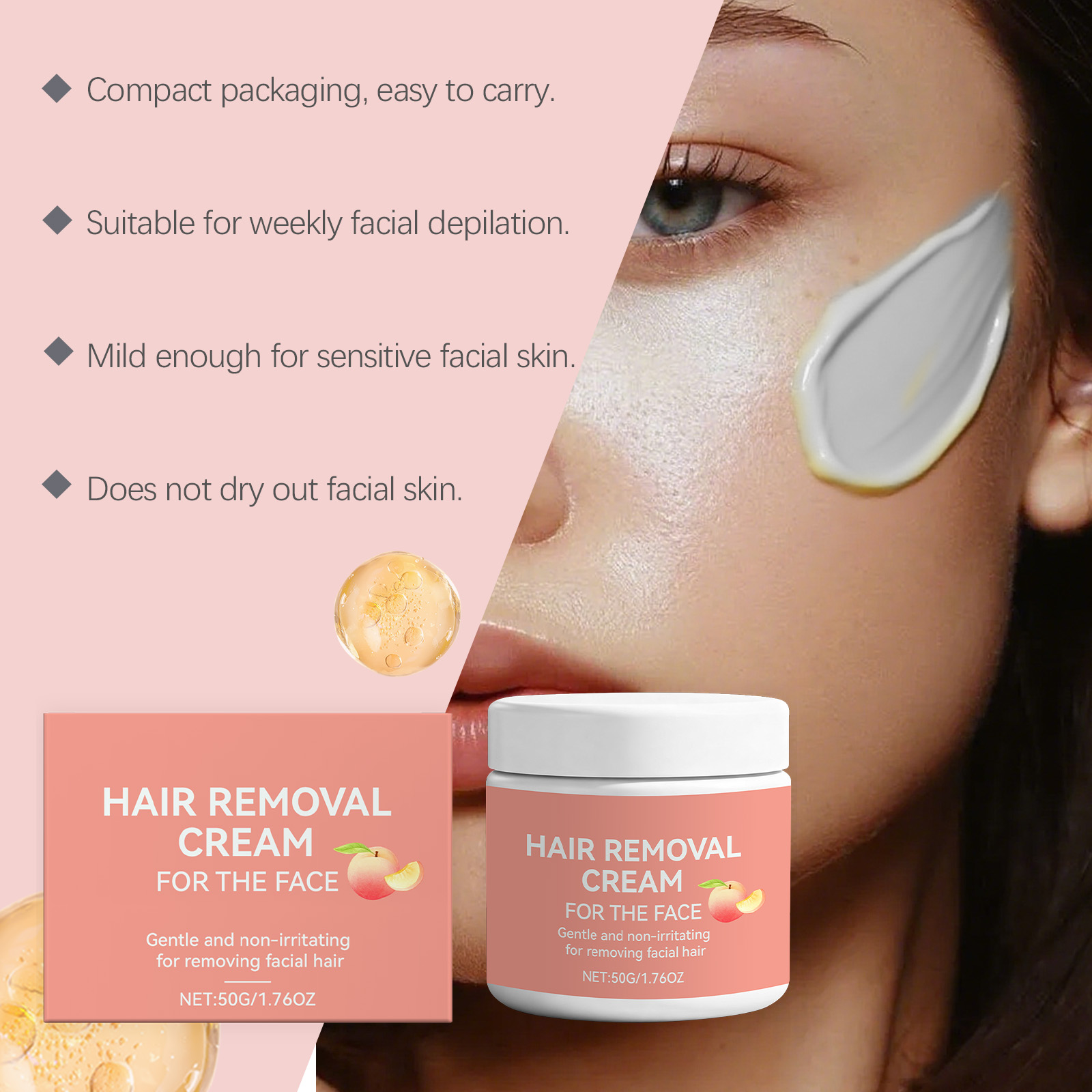 Facial Depilatory Cream Moist Nourishing Mild Delicate Moisturizing Facial Skin Daily Cleaning Depilatory Ointment