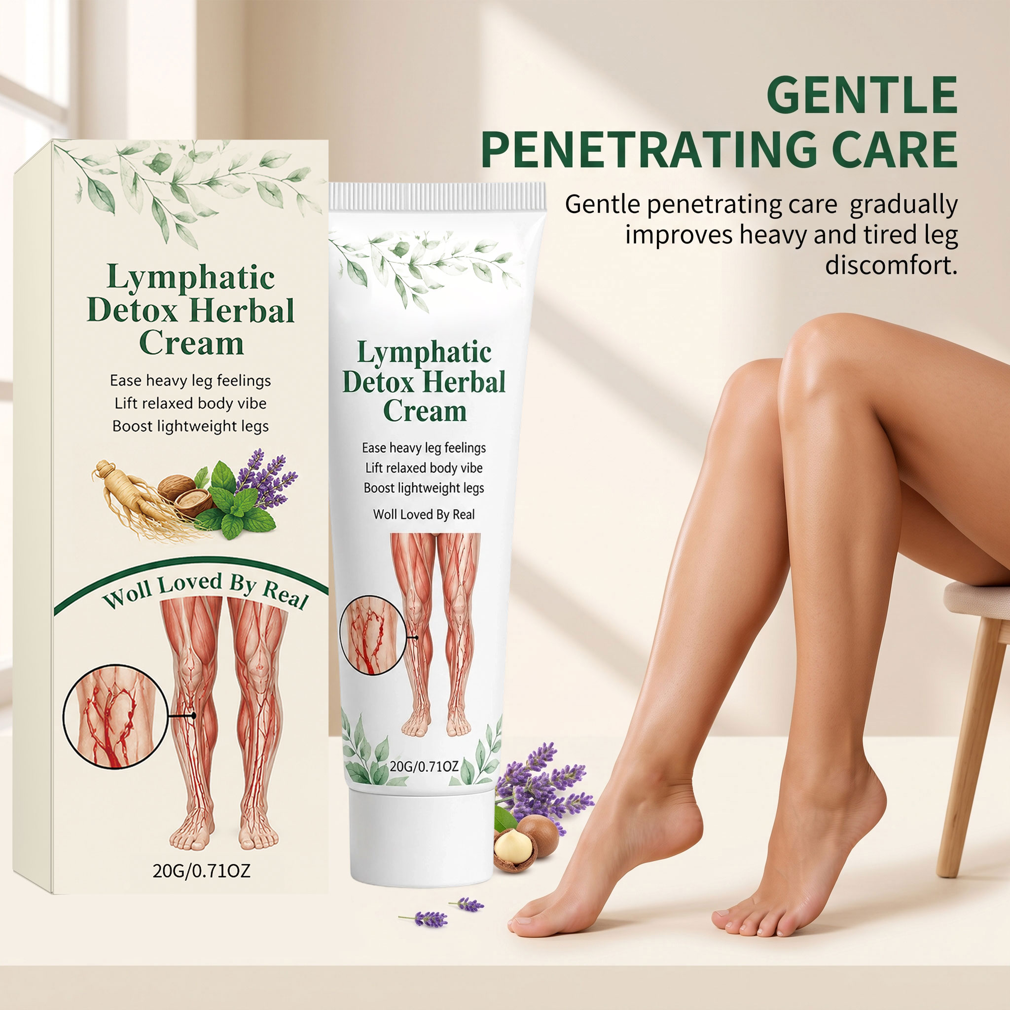 Leg Lightening Care Cream Mild Ingredients Protect Leg Skin Daily Long-Standing Comfort Massage Care Cream