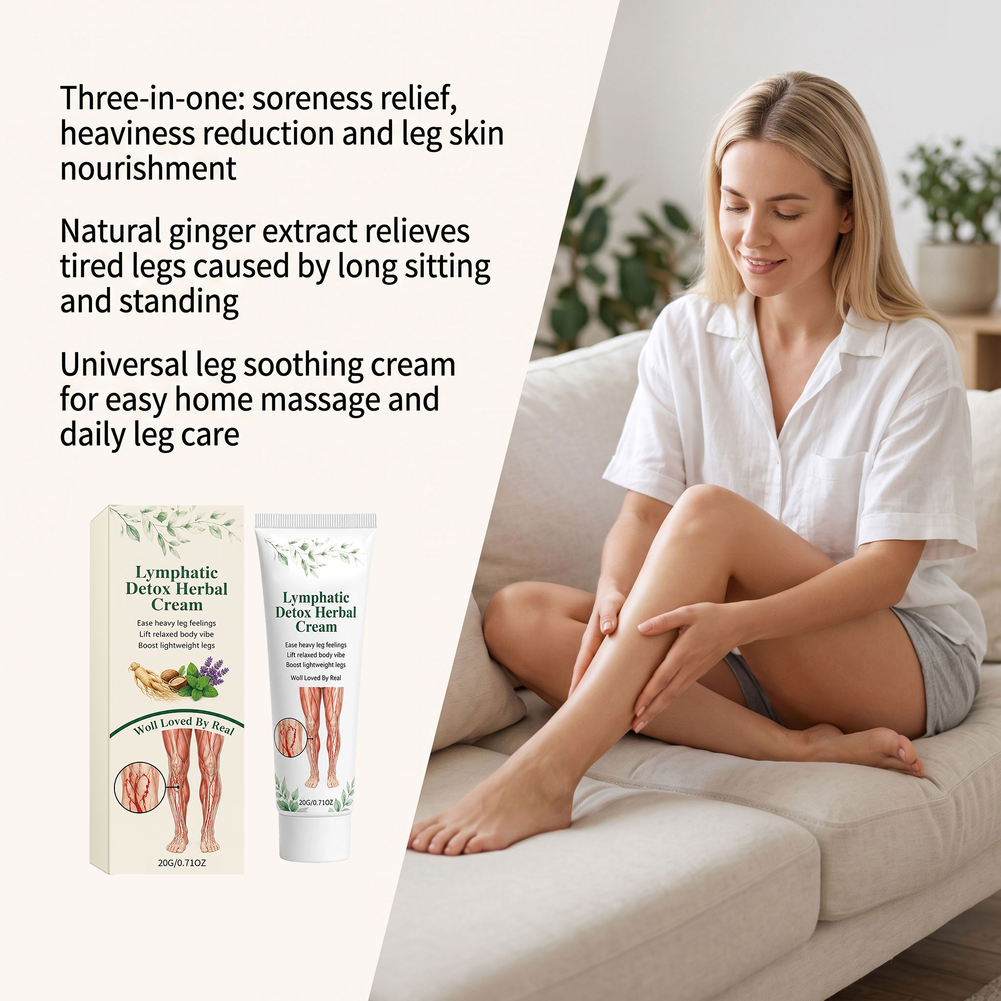 Leg Lightening Care Cream Mild Ingredients Protect Leg Skin Daily Long-Standing Comfort Massage Care Cream