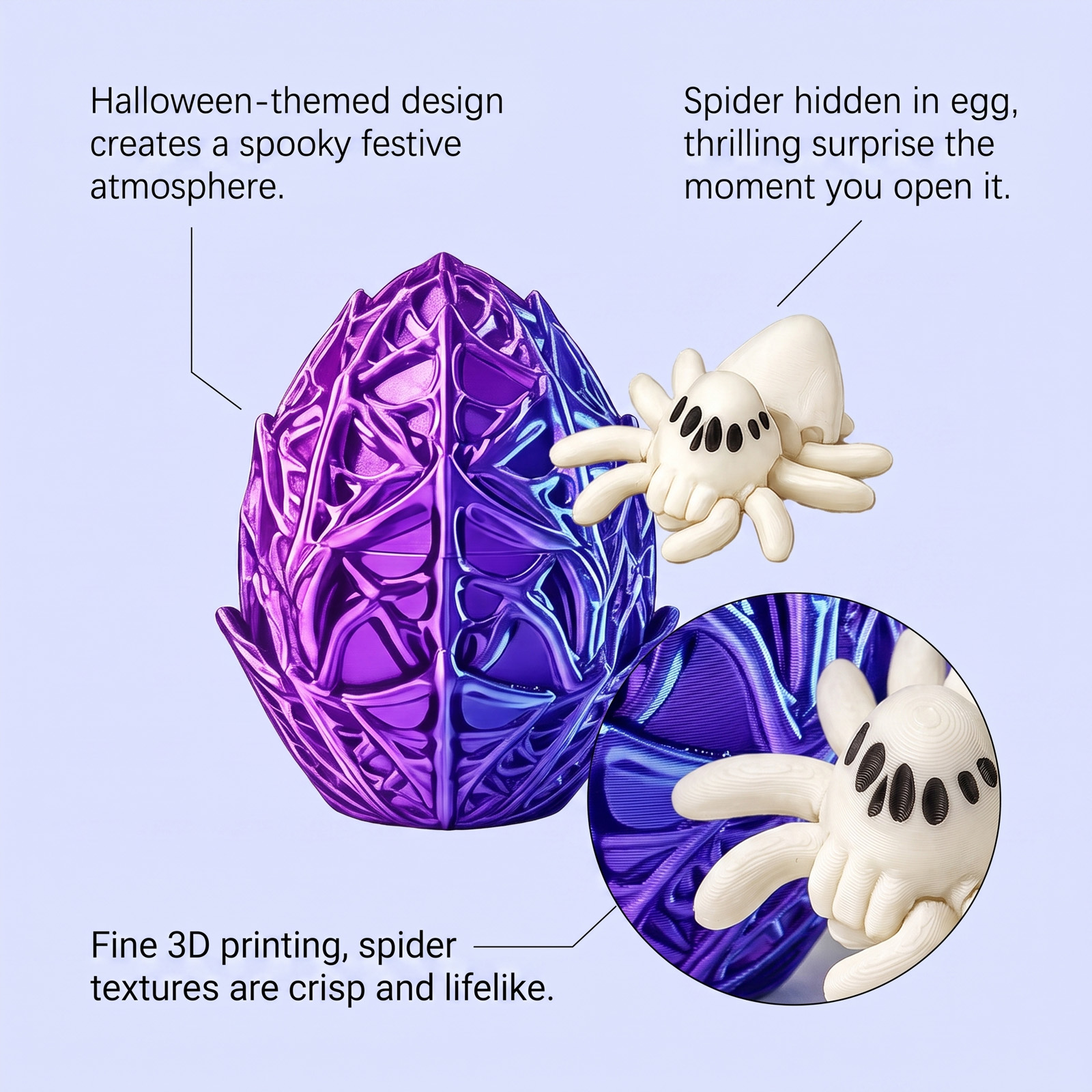 (Cyan) Halloween Spider Egg Toy Multiple Optional Colors Interesting Realistic Decorative Ornament For Scene