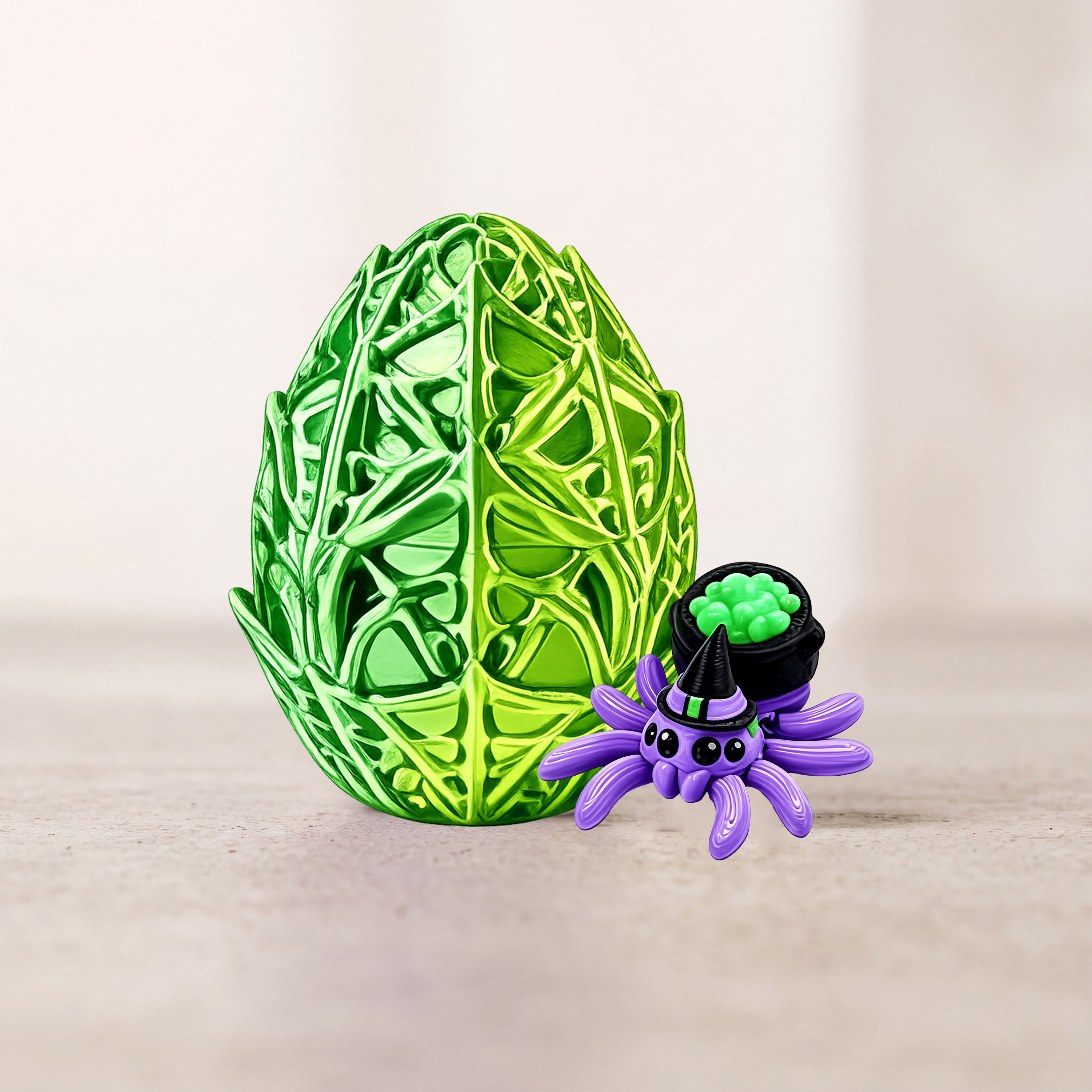 (Cyan) Halloween Spider Egg Toy Multiple Optional Colors Interesting Realistic Decorative Ornament For Scene