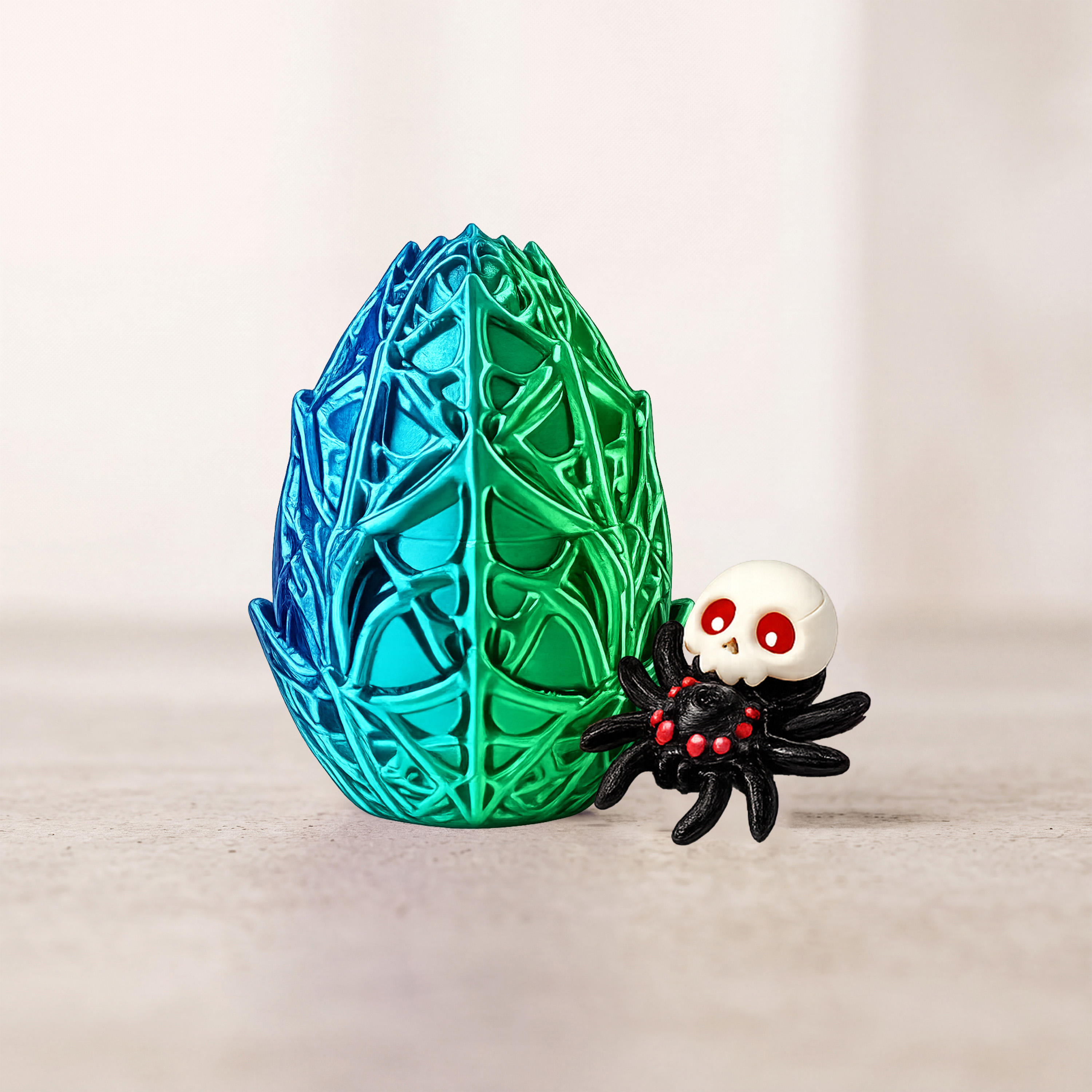 (Cyan) Halloween Spider Egg Toy Multiple Optional Colors Interesting Realistic Decorative Ornament For Scene