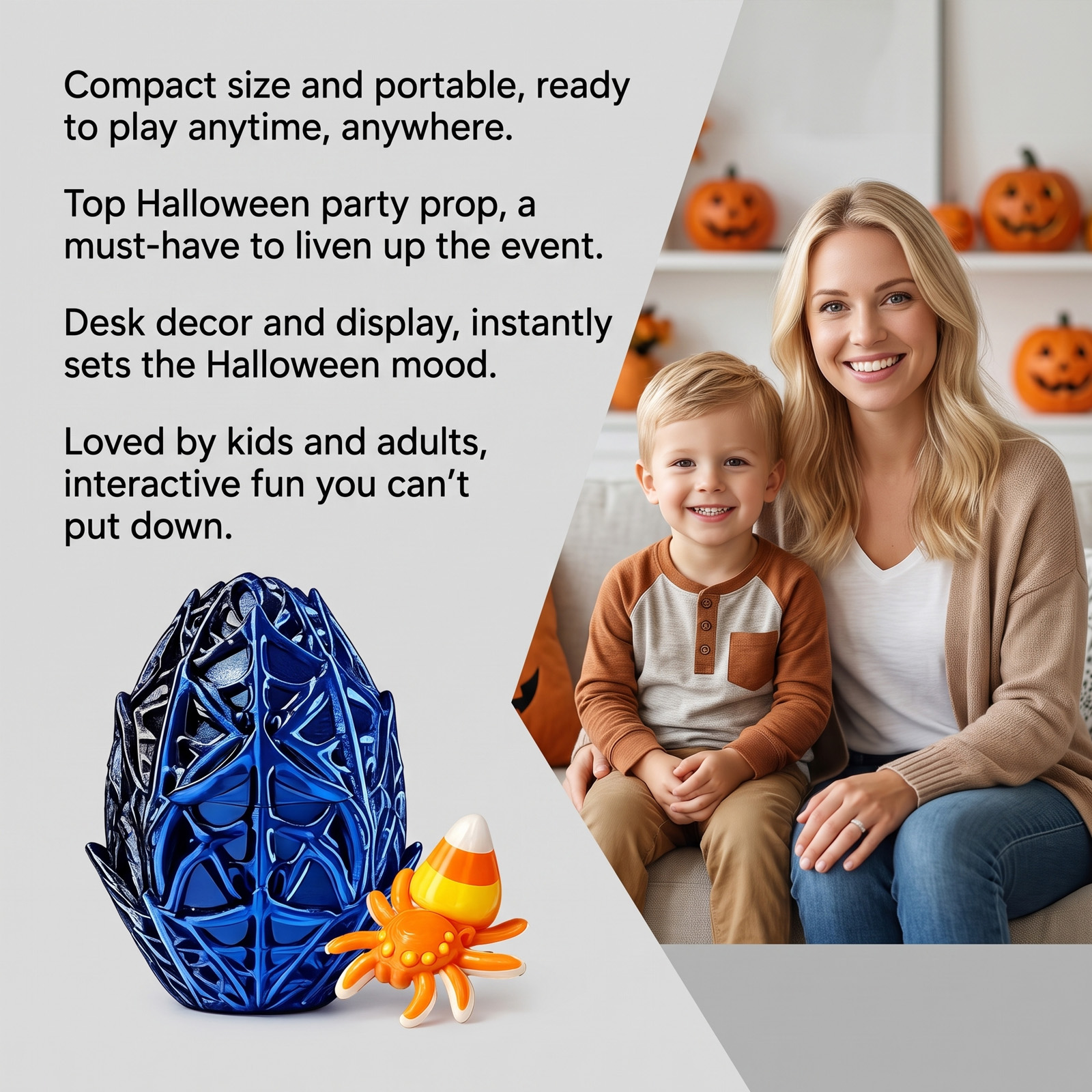 (Cyan) Halloween Spider Egg Toy Multiple Optional Colors Interesting Realistic Decorative Ornament For Scene