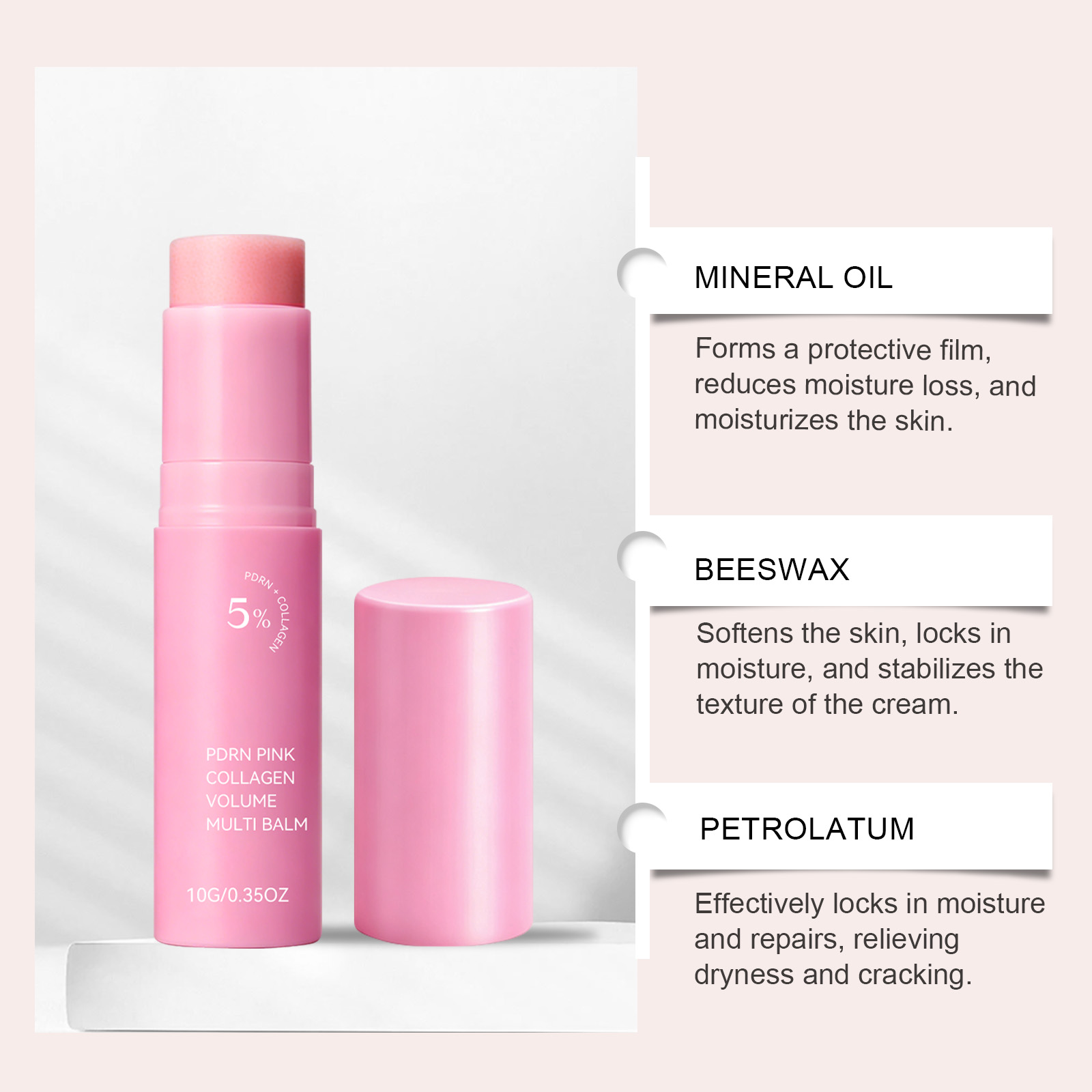 Collagen Stick Pink For Soft Skin Delicate Tender Daily Hydrating Moisturizing Refreshing Easily Absorbed Lotion Stick