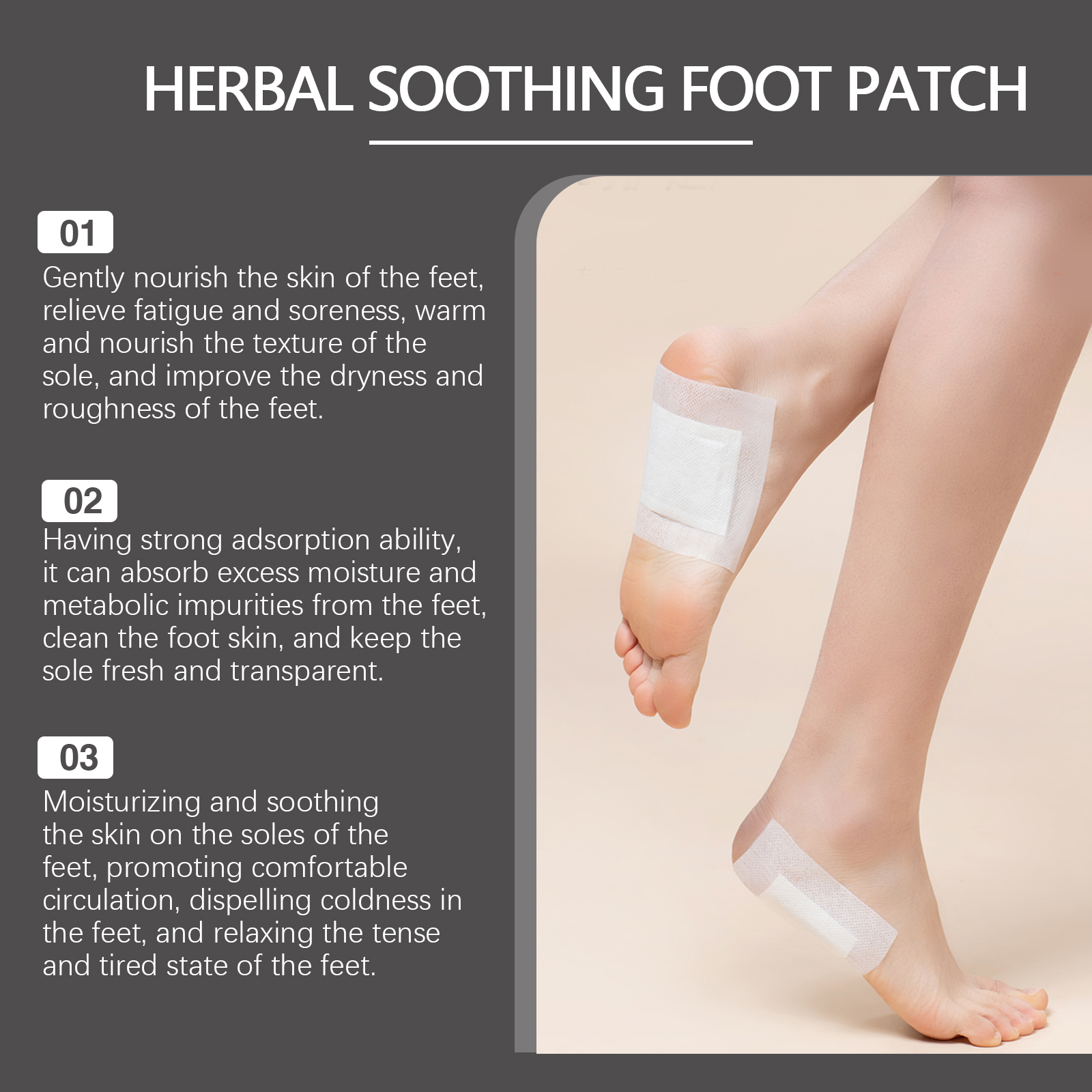 Herbal Foot Patch Comfortable Breathable Fit Sole Mild SkinFriendly Herbal Ingredient Daily Massage Care