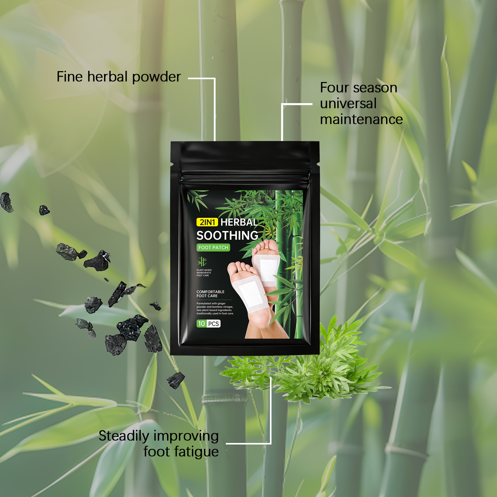 Herbal Foot Patch Comfortable Breathable Fit Sole Mild SkinFriendly Herbal Ingredient Daily Massage Care