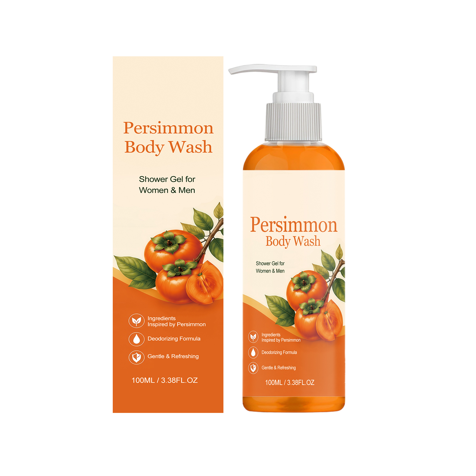 Persimmon Refreshing Body Wash Clean Moist Hydrated Dense Foam Easy Rinse Gentle Skin Care