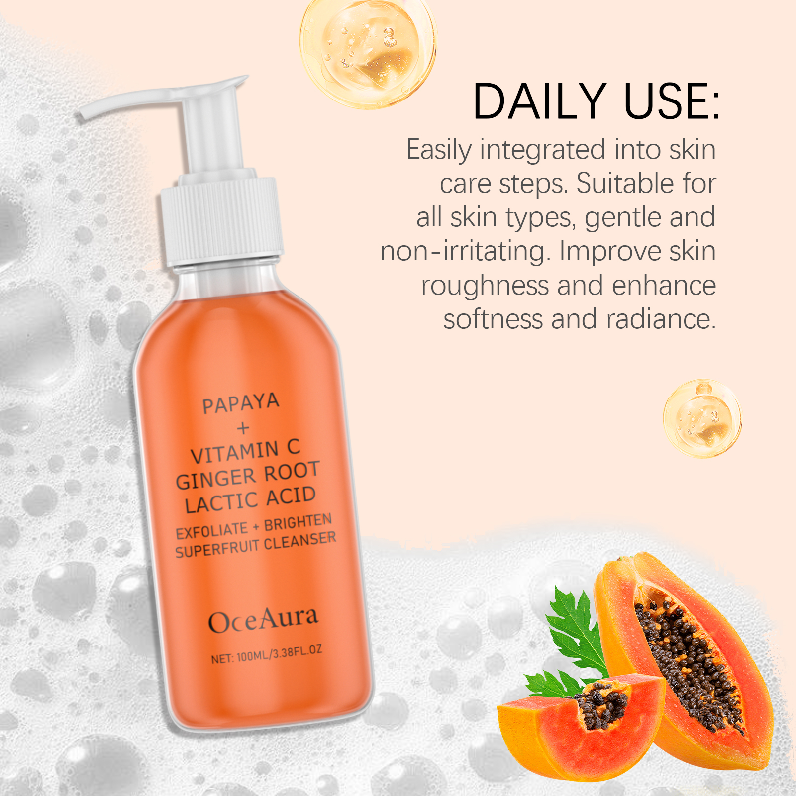 Mild Exfoliating Facial Cleanser Gently Clean Skin Refreshing Non Tight Moisturizing Hydrating Facial Wash