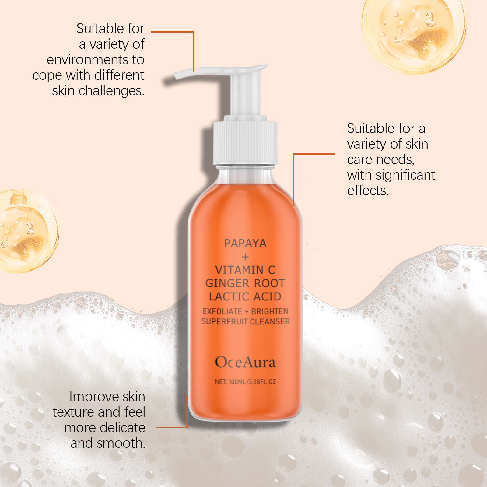 Mild Exfoliating Facial Cleanser Gently Clean Skin Refreshing Non Tight Moisturizing Hydrating Facial Wash