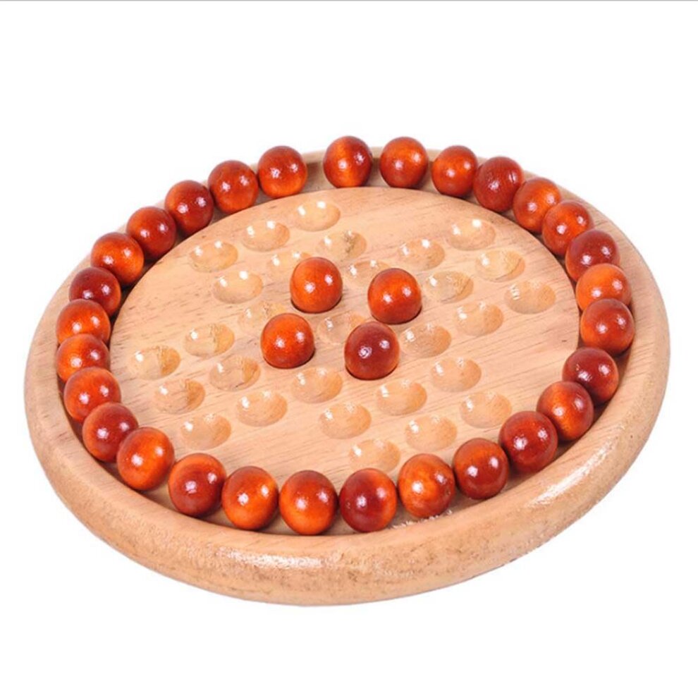 Wooden Solitaire Board Game Marble Child Educational Classic Fun Toy
