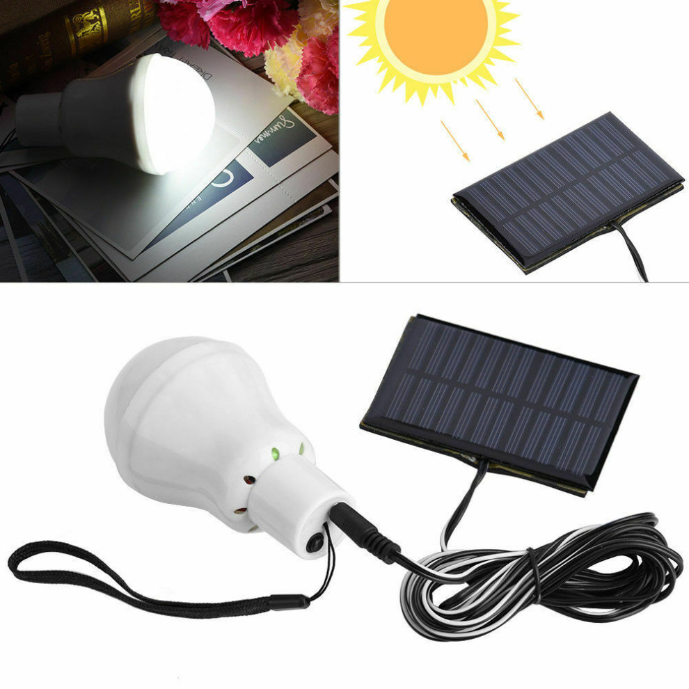 Solar Panel Power LED Bulb Lights Rechargeable Outdoor Camping Tent Lamp