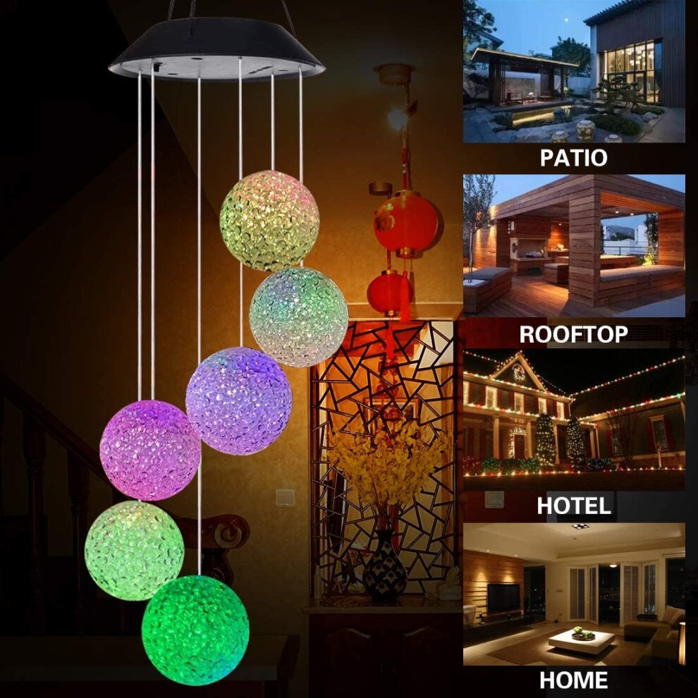 Outdoor Solar Wind Chimes Color Changing LED Lights