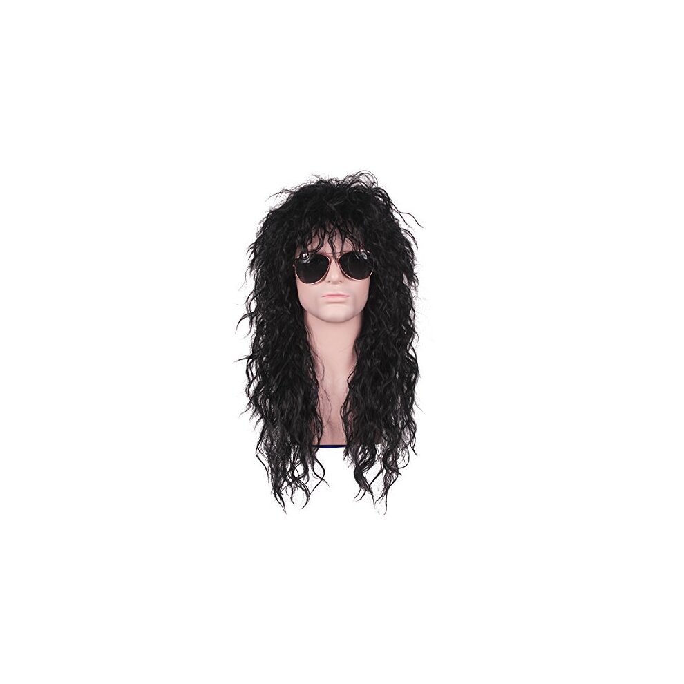 ColorGround Long Curly 80s Men Fashion Smart Rocker Style Wig