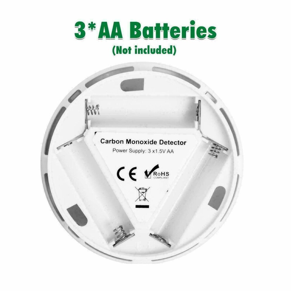 (1 PC) Carbon Monoxide Detector Portable Co Alarm Battery Operated with Digital LCD Display Flashing Warning Home Office Garage School Hotel Commercial Indoor Outdoor Use
