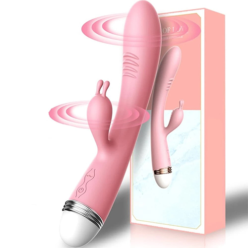 Rabbit Vibrator Dildo Adult Sex Toys Massager Vibrating AV Stick for Women and Couples Rechargeable with 12 Vibration for G Spot Clitoral Vaginal Stimulation Pink