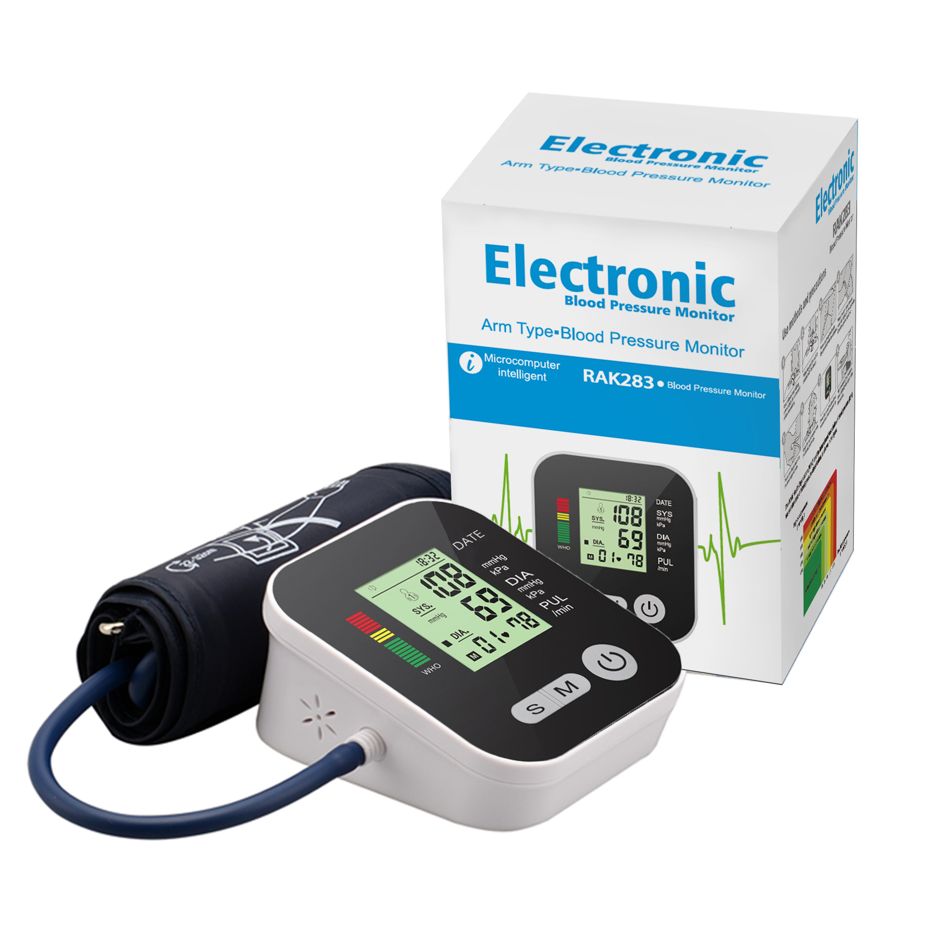 (White) Digital Upper Arm Blood Pressure Monitor | BP Monitor with Adjustable Large Cuff (22-42cm) for Home Use |Voice Function