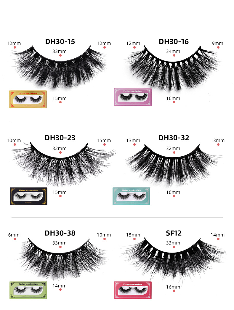 (SF16 Mink Hair) Mink False Eyelashes Extensions Fake Lashes Wispy Curly Fluffy 3D Thick Natural Look Soft Vivid Fashion Party Makeup Tools 10 Pairs Pack