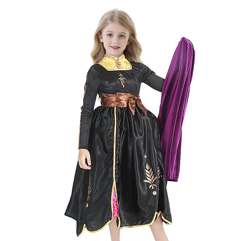 (120cm) Disney Frozen 2 Anna Deluxe Dress Girls Princess Costume Dress Up Birthday Party Halloween Christmas Cosplay