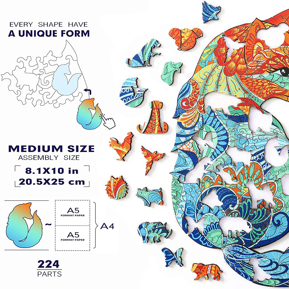 (S) Butterfly Wooden Jigsaw Puzzle Birthday Gift Idea for Kids Adults Family Game and Hobby