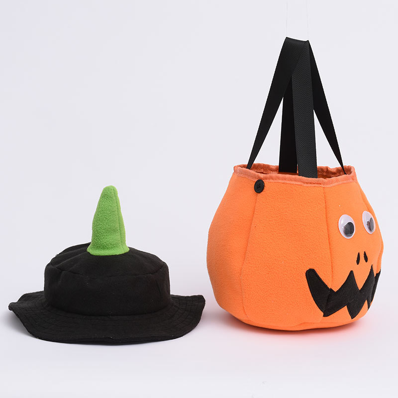 (Orange) Halloween Trick or Treat LED Pumpkin Bucket Lantern Candy Basket Halloween Party