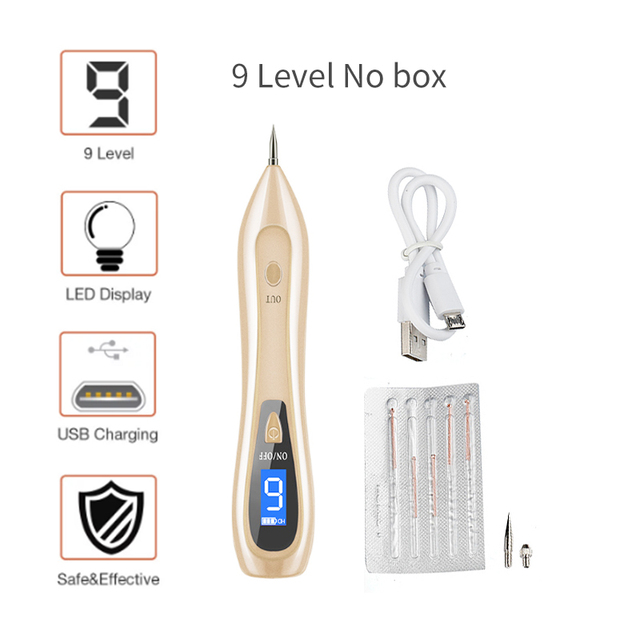 Laser Mole Plasma Remover Pen Wart Freckle Tag Nevus Dark Age Sweep Spot Tattoo Facial Beauty Skin Care Machine Cleaning Device 9 Levels LCD Display