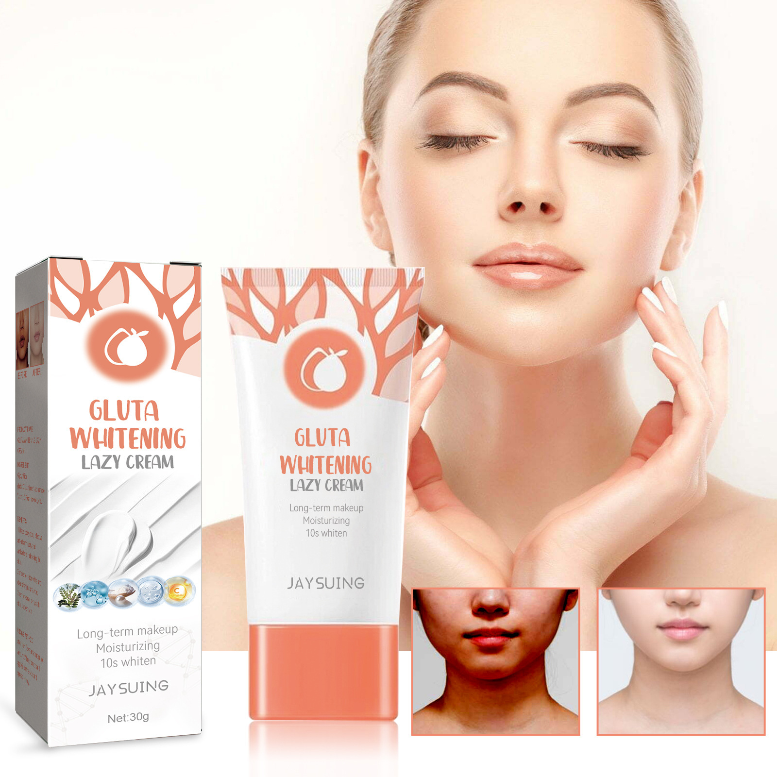 Gluta Whitening Lazy Cream Facial Cream Vitamin C Glutathione Cream Lotion Skin Moisturising Brightening