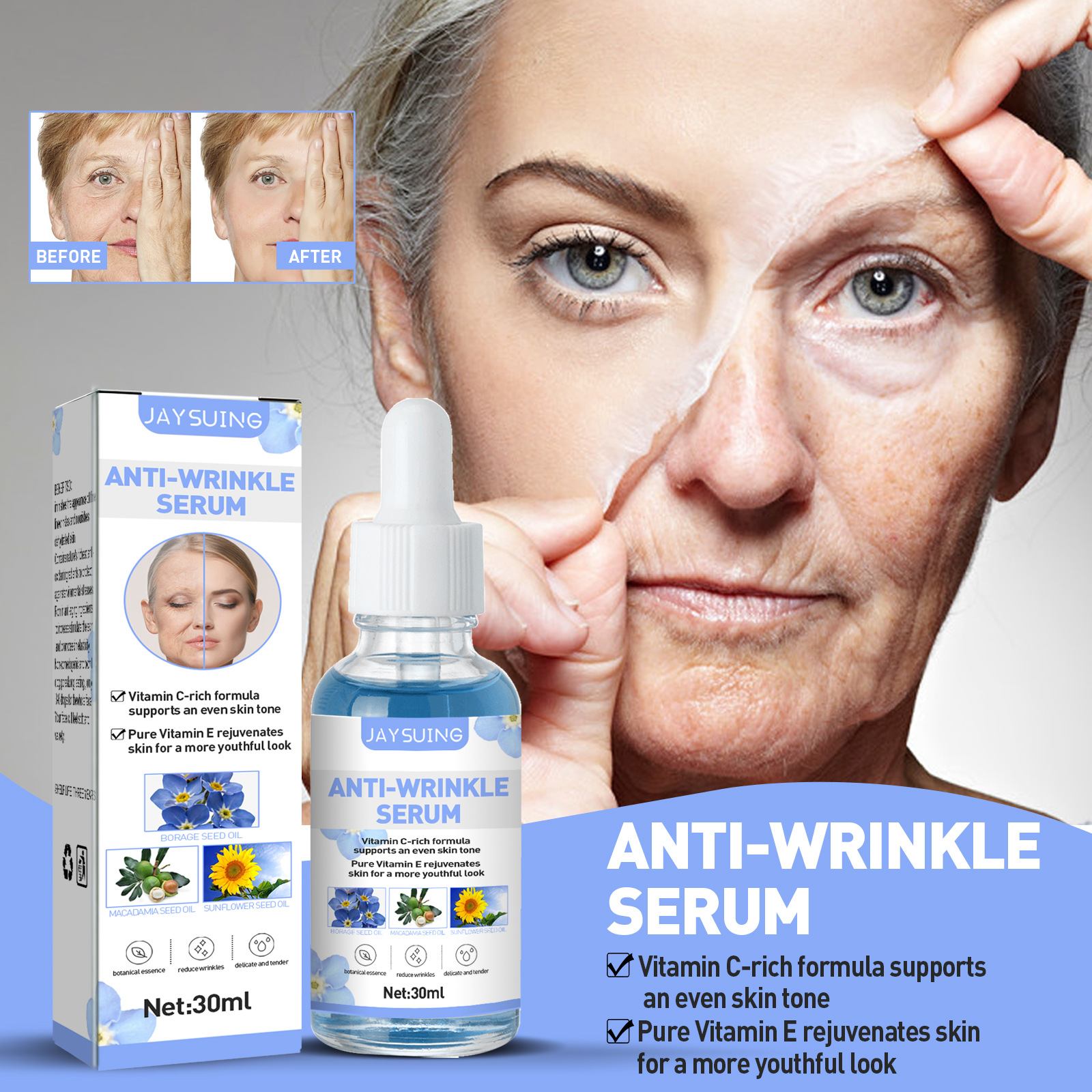 Anti Aging Remove Wrinkle Serum Oil Serum Collagen Lifting Firming Tightening Serum Collagen Serum Improves Elasticity Plumps Sagging Skin Care