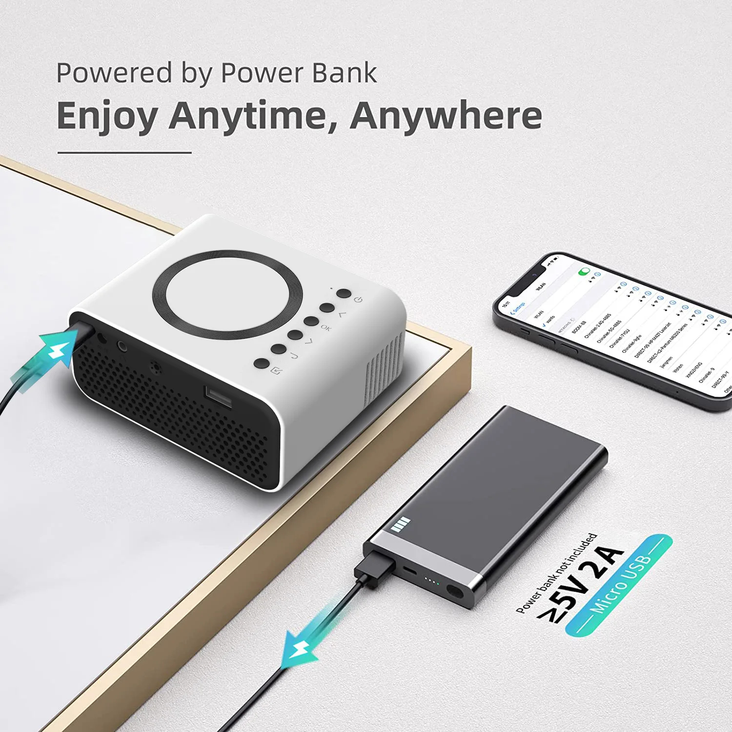 Small Projector Connected to Mobile Phone Portable Suitable for Home High-definition Projection
