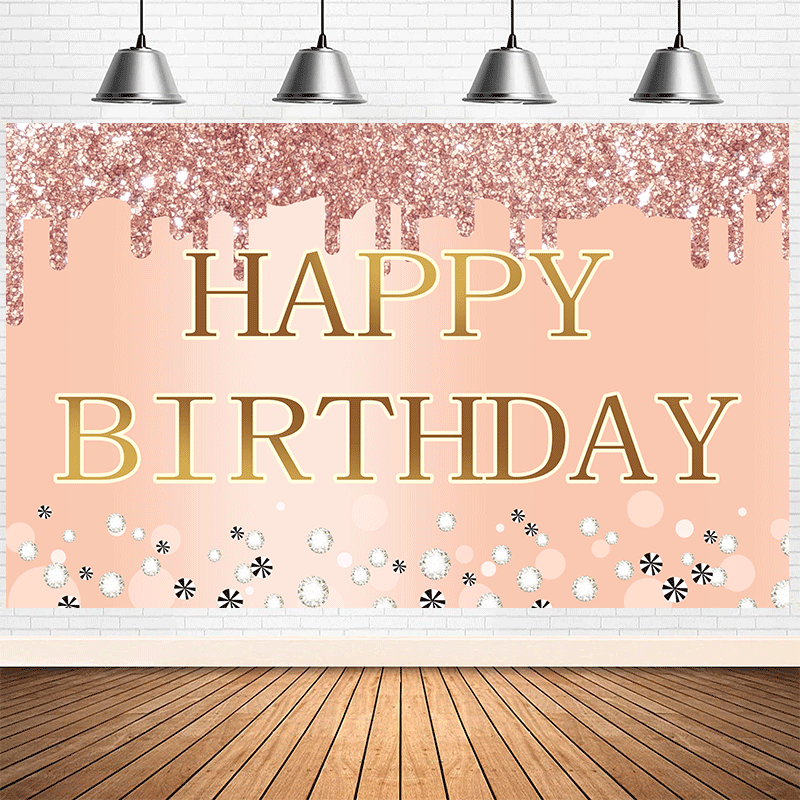 Pink Rose Gold Birthday Banner Decorations for Women Girls Happy Birthday Sign Party Supplies