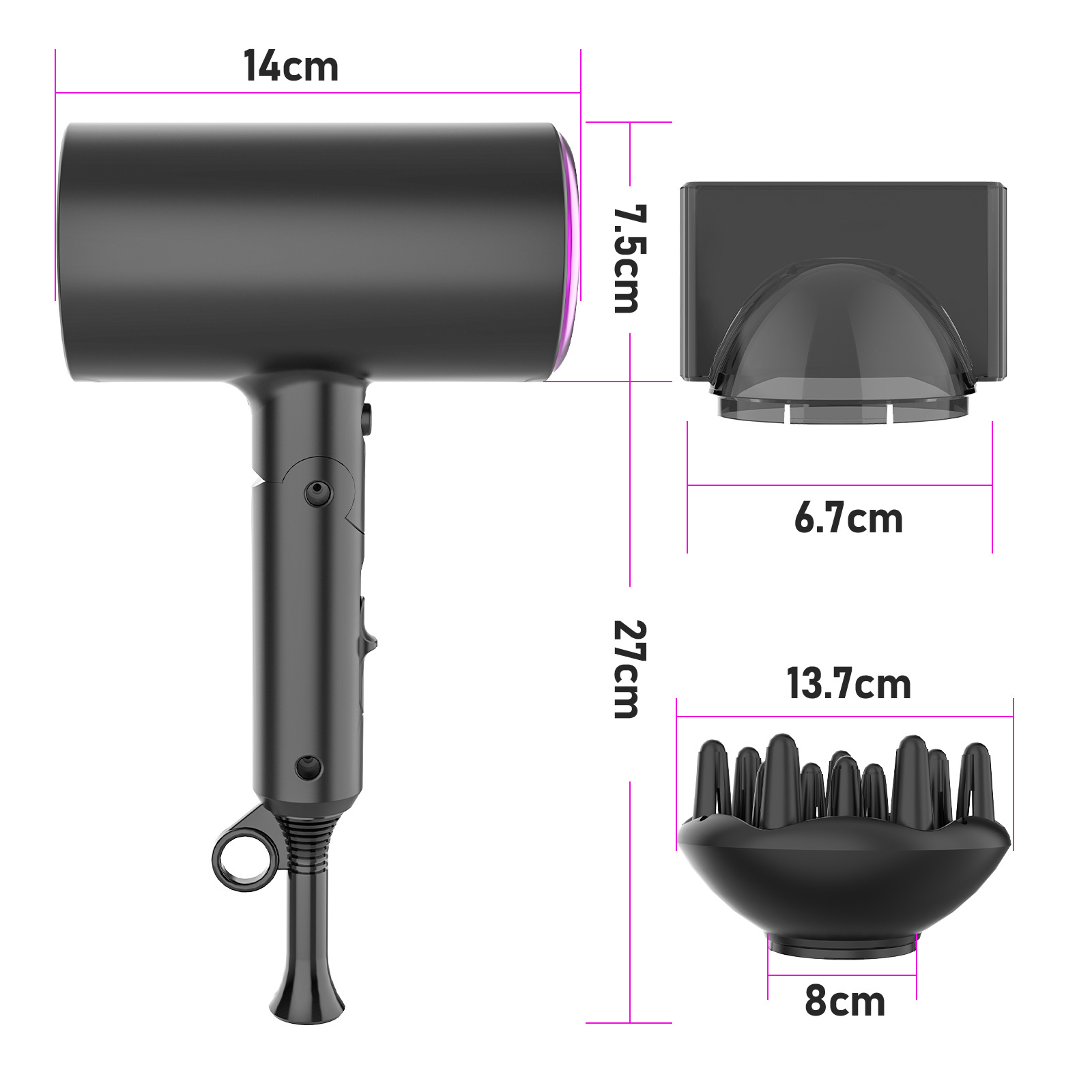 Hair Dryer 1800W Professional Ionic Hair Blow Dryer Powerful Fast Drying Portable for Hair Care Women Man Home Travel Salon Hair Styling