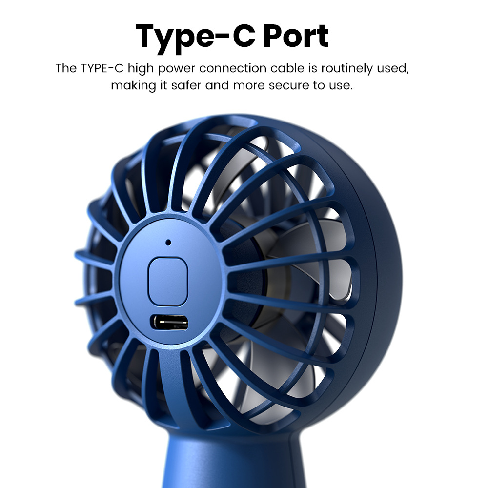 (Blue) Mini Handheld Fan Rechargeable Personal Fan with 3 Speeds Super Compact Cooling Fan for Home Office Travel and Outdoor Activities