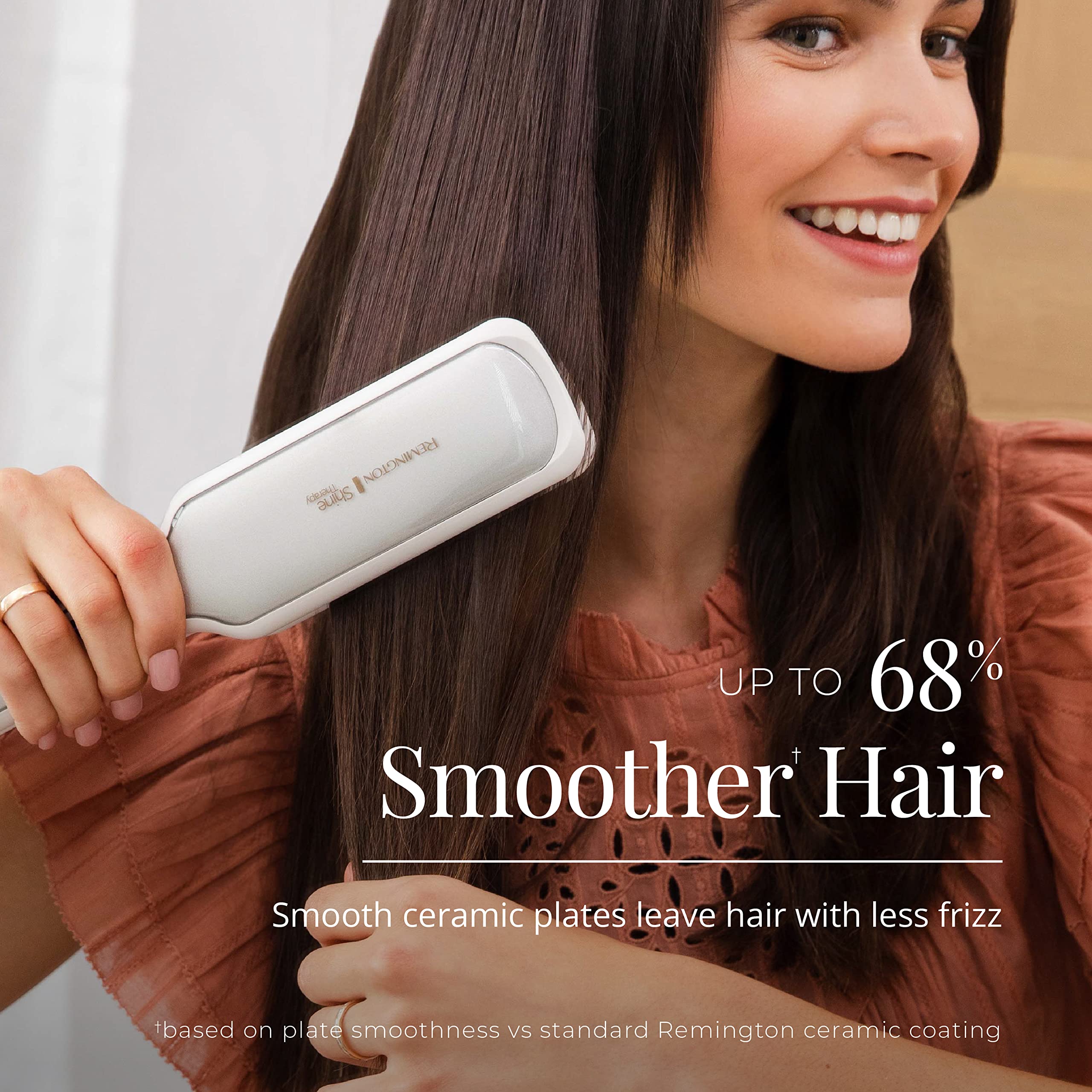 Hair Transformation with Remingtons Shine Therapy 2 inch Hair Straightener Iron - Infused with Argan Oil and Keratin for Frizz-free - Silky Hair