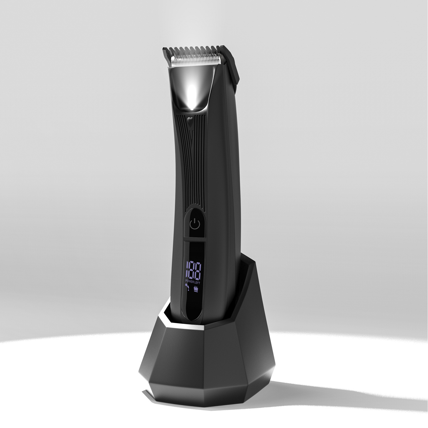 Mens Electric Hair Trimmer with LCD Display Rechargeable Grooming Tool for Body Hair