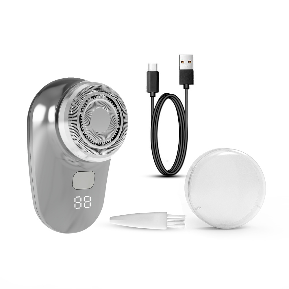 (Grey) Mini Portable Electric Shaver for Men Waterproof Travel Shaver with USB Charging