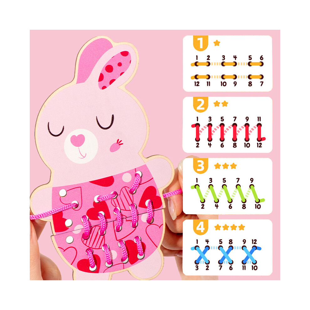 Toddler Animals Threading Lacing Game Montessori Fine Motor Training Thinking Educational Toys Early Learning Materials for Baby