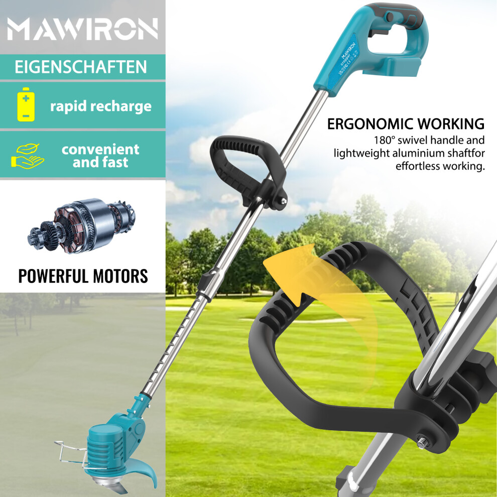 Cordless Strimmer Grass Trimmer Cutter Garden Lawn Edger+2Battery+Charger-Makita Compatible