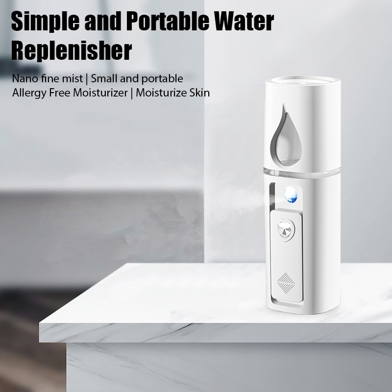 (White) Facial Mister Mini Portable Rechargeable Handy Face Humidifier Household Nano Facial Sprayer Skin Care Machine For Face Hydrating Daily Makeup Beauty Tools