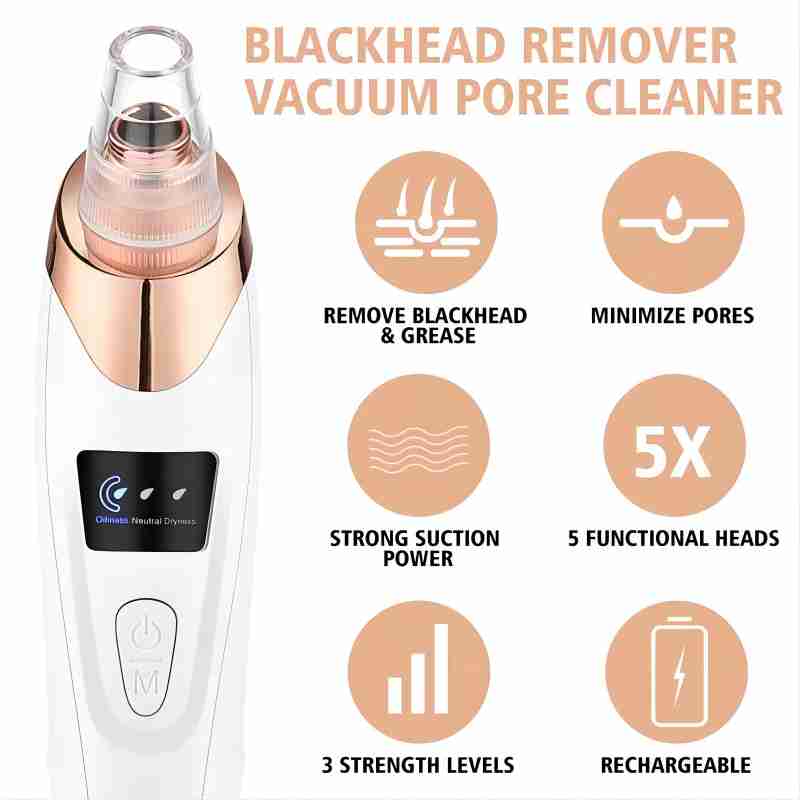 Blackhead Remover Vacuum Pore Cleaner for Face Nose Mite Blackhead Removal Instrument Kit Electric Acne Facial Extractor Tool Newest Technology