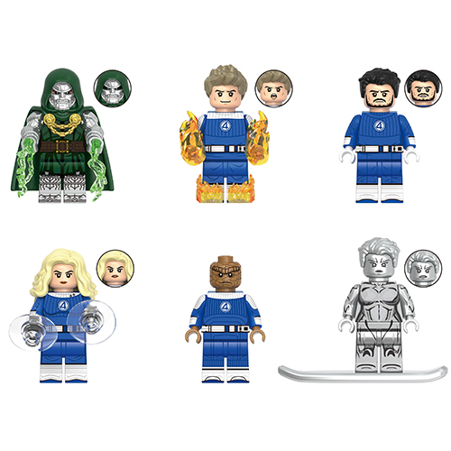 6PCS Marvel Superhero Series Minifigures Doctor Doom Human Torch Building Blocks Collectible Action Figures Set Assemble Your Own Superhero Battle Fit Lego