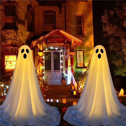 Lighted Spooky Ghost Halloween Decorations Scary Standing Ghost with LED String Lights Home Porch Garden Yard Lawn Party Horror Decor