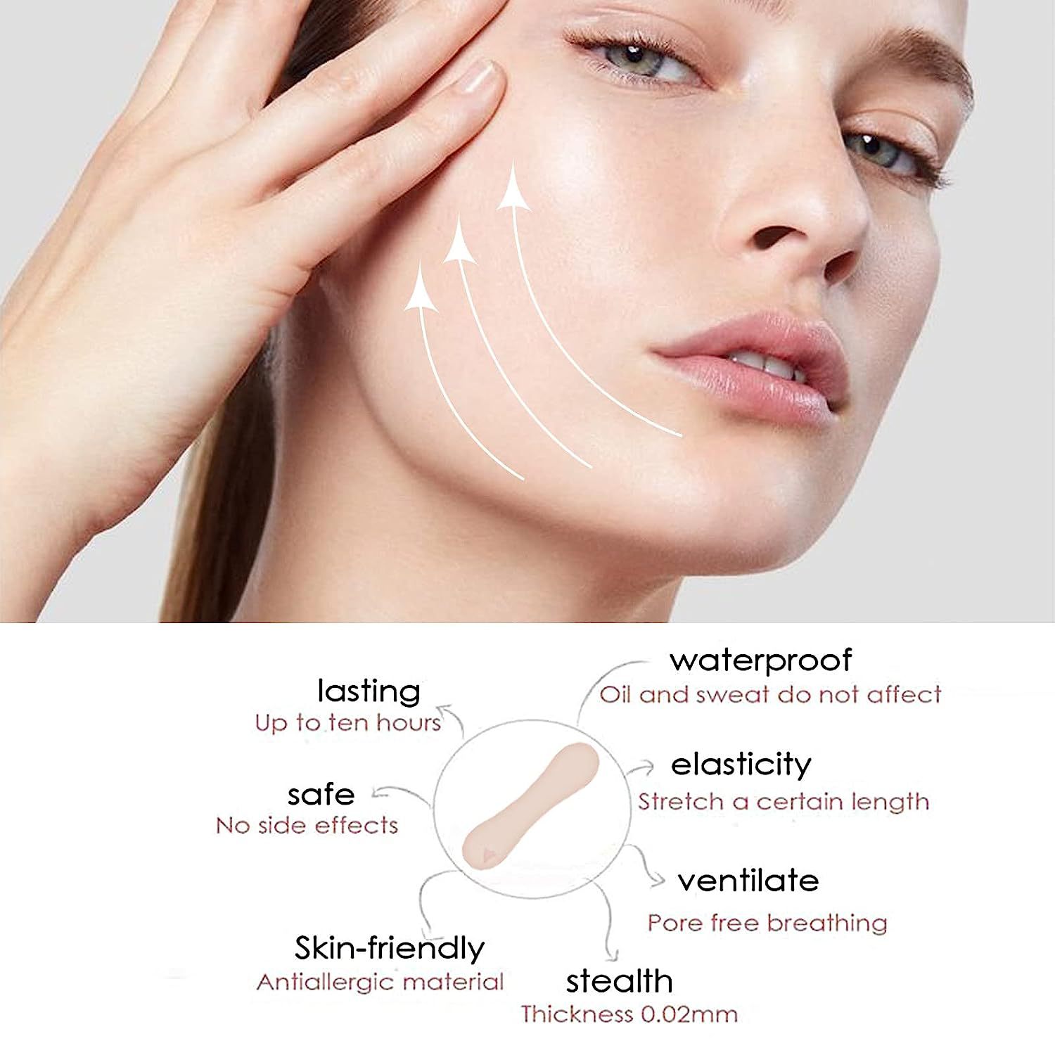 Facelift Tape for Face V-Shape Invisible Tape Facial Lift Sticker Ultra Thin Double Chin Reducer for Neck Jowls Face Sagging Face Lifting