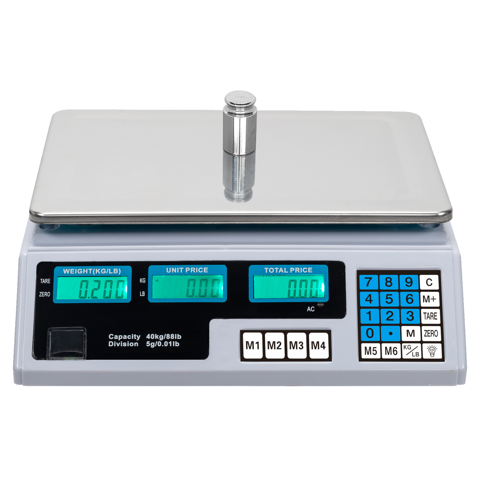 (White) ACS-30 40kg/5g Digital Price Computing Scale for Vegetable UK Plug