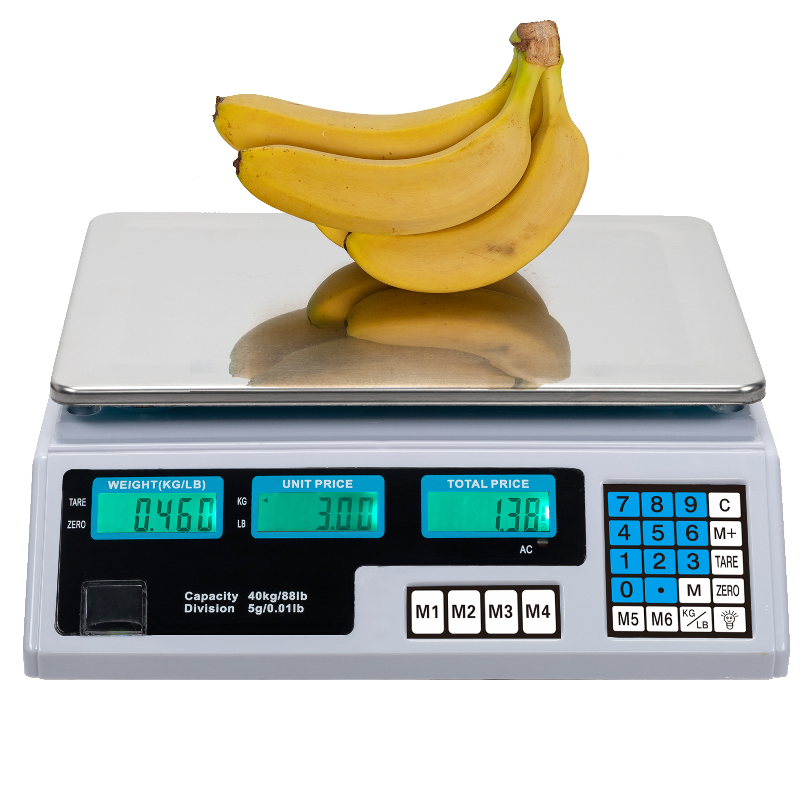 (White) ACS-30 40kg/5g Digital Price Computing Scale for Vegetable UK Plug