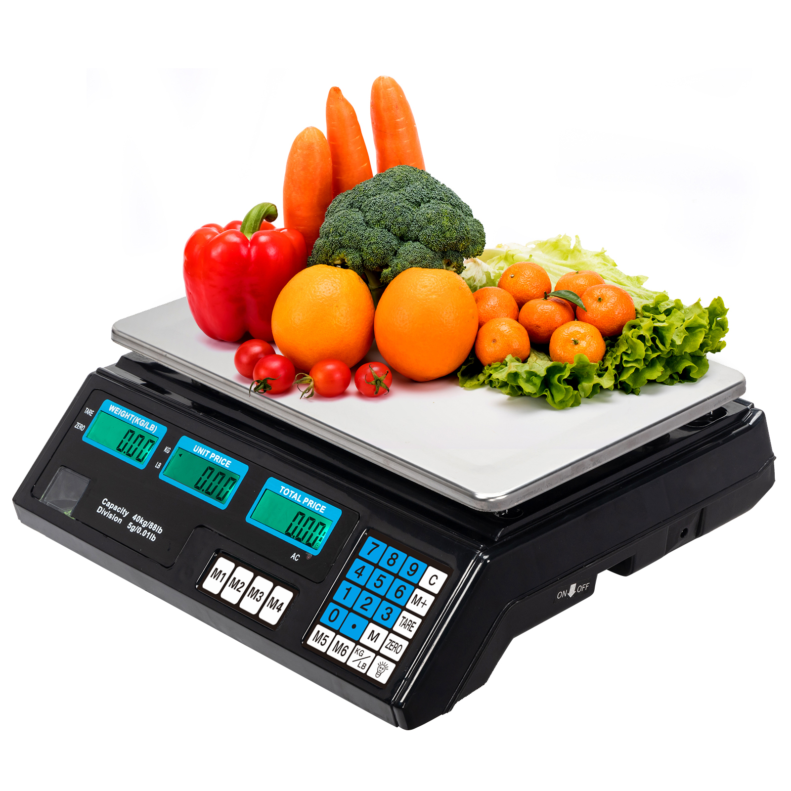 (Black) ACS-30 40kg/5g Digital Price Computing Scale for Vegetable UK Plug